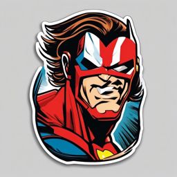 Comic book hero in action sticker- Epic and dynamic, , sticker vector art, minimalist design