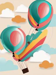 Congrats clipart - balloons flying with the word congrats  color,minimalist,vector clipart