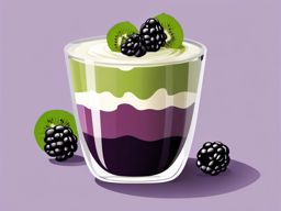 Kiwi and Blackberry Parfait Clipart - A parfait with layers of kiwi and blackberries.  color vector clipart, minimal style