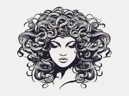 Cute Medusa Tattoo - Explore a more adorable and charming side of Medusa with a cute tattoo design that softens her fierce image.  simple vector color tattoo,minimal,white background