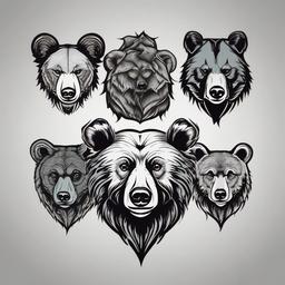 3 bear cubs tattoo  simple vector color tattoo