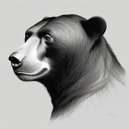 drawing of a Bornean sun bear  minimal rough sketch scribbles,doodles,black and white