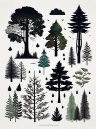 simple forest tattoo  simple vector color tattoo