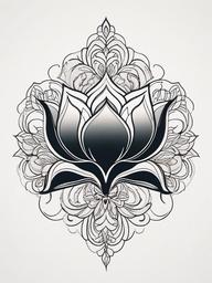 lotus oriental tattoo  simple color tattoo,white background,minimal