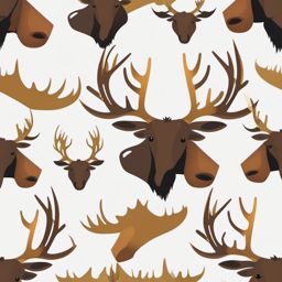 Moose Clip Art - Moose with imposing antlers,  color vector clipart, minimal style
