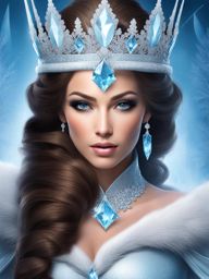 ice queen clipart - an icy queen with a frosty crown and staff. 