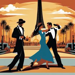 Buenos Aires clipart - Obelisco and Tango dancers in Argentina,  color vector clipart