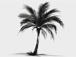 drawing of a palm tree swaying in the wind  minimal rough sketch scribbles,doodles,black and white