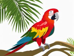 Parrot Clipart - Parrot squawking from a tropical tree , minimal, 2d