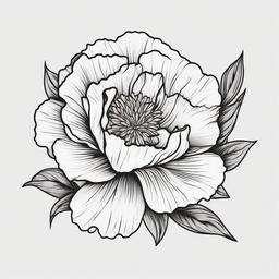 Carnation Tattoo Outline,Beauty of clean lines in a carnation tattoo outline, a subtle and sophisticated choice.  simple color tattoo,minimal vector art,white background