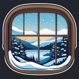 Icy Window Sticker - Stay cozy indoors and watch the frost patterns on your window with this chilly sticker, , sticker vector art, minimalist design