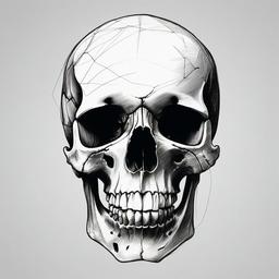 drawing of human skull  minimal rough sketch scribbles,doodles,black and white