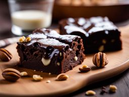 a warm and gooey chocolate brownie, studded with chunks of dark chocolate and walnuts. 