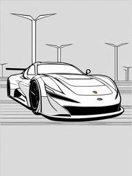 Sports Car Coloring Pages - Sleek and Fast Race Cars  minimal black outline printable sheet, coloring page