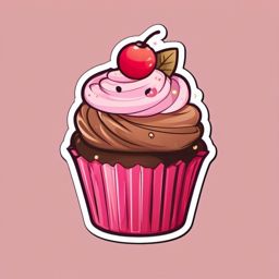 Kawaii Cupcake sticker- Sweet Treat Delight, , color sticker vector art