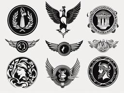 Simple Greek Mythology Tattoos-Elegant and simple tattoos featuring elements of Greek mythology, perfect for those who appreciate classic and timeless designs.  simple color vector tattoo