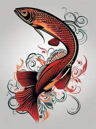 Arowana Tattoo-Bold and dynamic tattoo featuring an arowana fish, capturing the vibrant and majestic appearance of this unique fish.  simple color vector tattoo