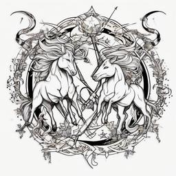 combined leo and sagittarius  ,tattoo design, white background