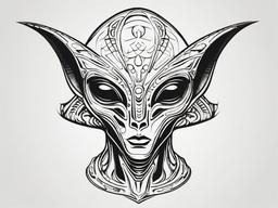 Alien Tattoo Outline - Highlight the enigmatic allure of aliens with an outline tattoo.  simple color tattoo,vector style,white background