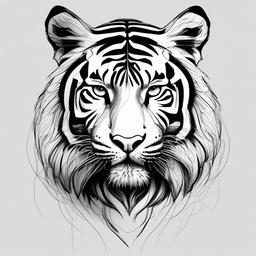 sketch of a tiger  minimal rough sketch scribbles,doodles,black and white