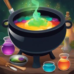 magical witch's cauldron - create an artwork of a magical witch's cauldron bubbling with mysterious concoctions. 