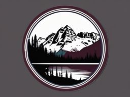 Maroon Bells sticker- Twin peaks surrounded by pristine wilderness in Colorado, , sticker vector art, minimalist design