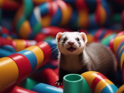 ferret kit tunneling through a maze of colorful tubes 8k ultrarealistic cinematic 