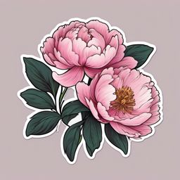 Peony Sticker - Embrace the lush and romantic blooms of a peony with this elegant sticker, , sticker vector art, minimalist design