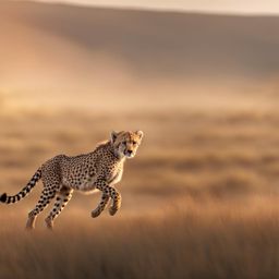 cheetah cub sprinting across the vast african plains 8k ultrarealistic cinematic 