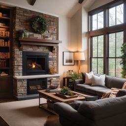 Cozy Living Room Nook - Cozy nook with a fireplace and built-in bookshelves. realistic, professional photography, bokeh, natural lighting, canon lens, shot on dslr 64 megapixels sharp focus