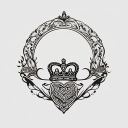 claddagh tattoo simple  simple color tattoo,minimal,white background