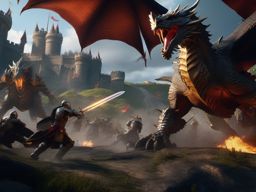 Epic Battle - An epic battle scene with knights, dragons, and mystical creatures detailed matte painting, deep color, fantastical, intricate detail, splash screen, complementary colors, fantasy concept art, 8k resolution trending on artstation unreal engine 5