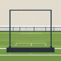 American Football and Goalpost Clipart - An American football and goalpost on the field.  color vector clipart, minimal style