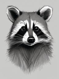 drawing of a raccoon  minimal rough scribbles,doodles,black and white