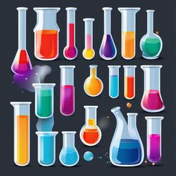 Science clipart - test tubes and beakers filled with colorful liquids  