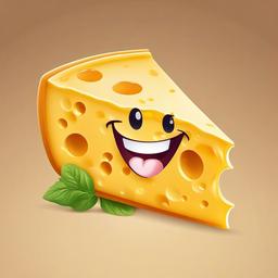 Cartoon cheese slice with a smile clipart.  vector style illustration, white background