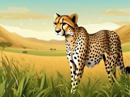 Cute Cheetah in the African Grasslands  clipart, simple