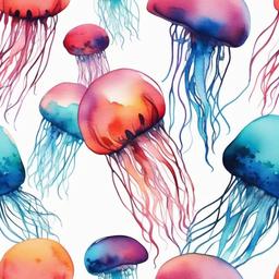 Jellyfish Watercolor Tattoo - A vibrant and fluid underwater masterpiece.  minimalist color tattoo, vector