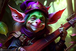 goblin bard, rixi whistlewick, charming and beguiling enemies with mesmerizing tales and music. 