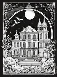 Haunted Clock Coloring Pages - Striking Midnight on Halloween Night  minimal black outline printable sheet, coloring page