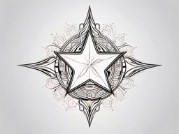 Star Tattoo - A celestial star tattoo shining brightly  few color tattoo design, simple line art, design clean white background