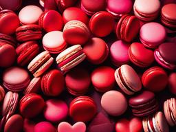 Valentines Day background - Red and pink macarons stacked in a heart shape  aesthetic background wallpaper