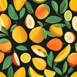 Mango Slices and Mango Seed Clipart - Slices of mango with the seed.  color vector clipart, minimal style