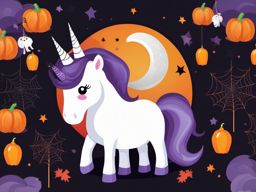 Halloween Unicorn Clipart - Add a spooky twist to your unicorn collection with Halloween-themed unicorn clipart.  vector art, clipart, minimal