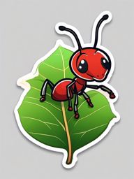 Ant Sticker - A diligent ant carrying a leaf, ,vector color sticker art,minimal