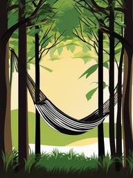 Camping clipart - hammock between trees  vector clipart