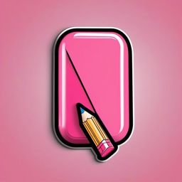 Pencil and Eraser Sticker - Pencil next to a pink eraser, ,vector color sticker art,minimal