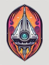 Alien Spaceship Tattoo - Embrace futuristic vibes with an alien spaceship tattoo, a symbol of intergalactic adventures.  simple color tattoo,vector style,white background