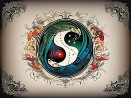 pisces tattoo yin yang  simple vector color tattoo