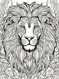 Lion Coloring Page - King of the Jungle  black outline printable coloring page